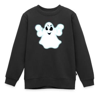 Leuchtender Halloween-Geist - Kinder Premium Organic Sweatshirt - Schwarz - Vorne - AI Model Kid Female (0cm)