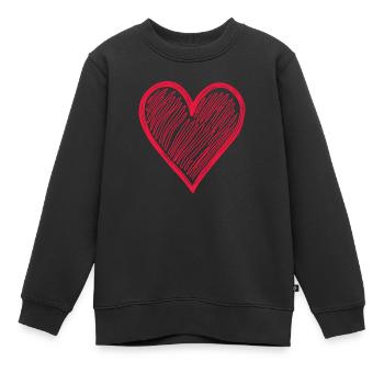 Sweet Coeur Dessiné à la Main - Sweat Premium enfant bio - noir - Devant - AI Model Kid Female (0cm)