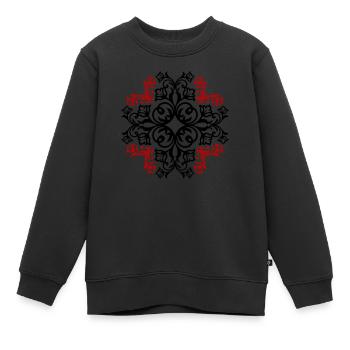 Symbole floral d’ornement - Sweat Premium enfant bio - noir - Devant - AI Model Kid Female (0cm)