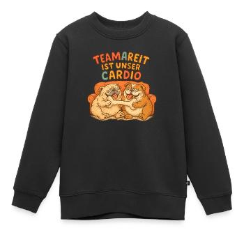 Teamwork auf vier Pfoten mit Grammatikproblemen - Kinder Premium Organic Sweatshirt - Schwarz - Vorne - AI Model Kid Female (0cm)