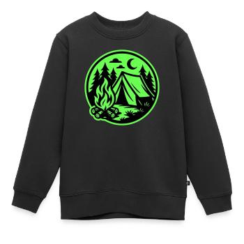 Tente de camping Nature - Sweat Premium enfant bio - noir - Devant - AI Model Kid Female (0cm)