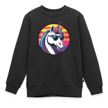 Licorne Bande dessinée cool - Sweat Premium enfant bio - noir - Devant - AI Model Kid Female (0cm)