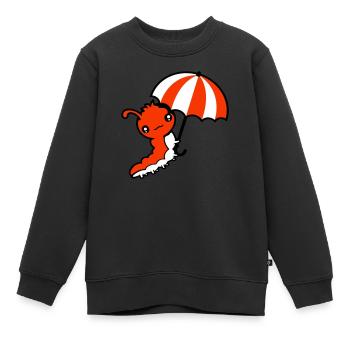 Fliegende Raupe Regenschirm Himmel Windig Urlaub - Kinder Premium Organic Sweatshirt - Schwarz - Vorne - AI Model Kid Female (0cm)