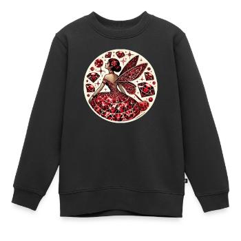 Rubin Fee – Mystischer roter Edelstein Fantasy Design - Kinder Premium Organic Sweatshirt - Schwarz - Vorne - AI Model Kid Female (0cm)