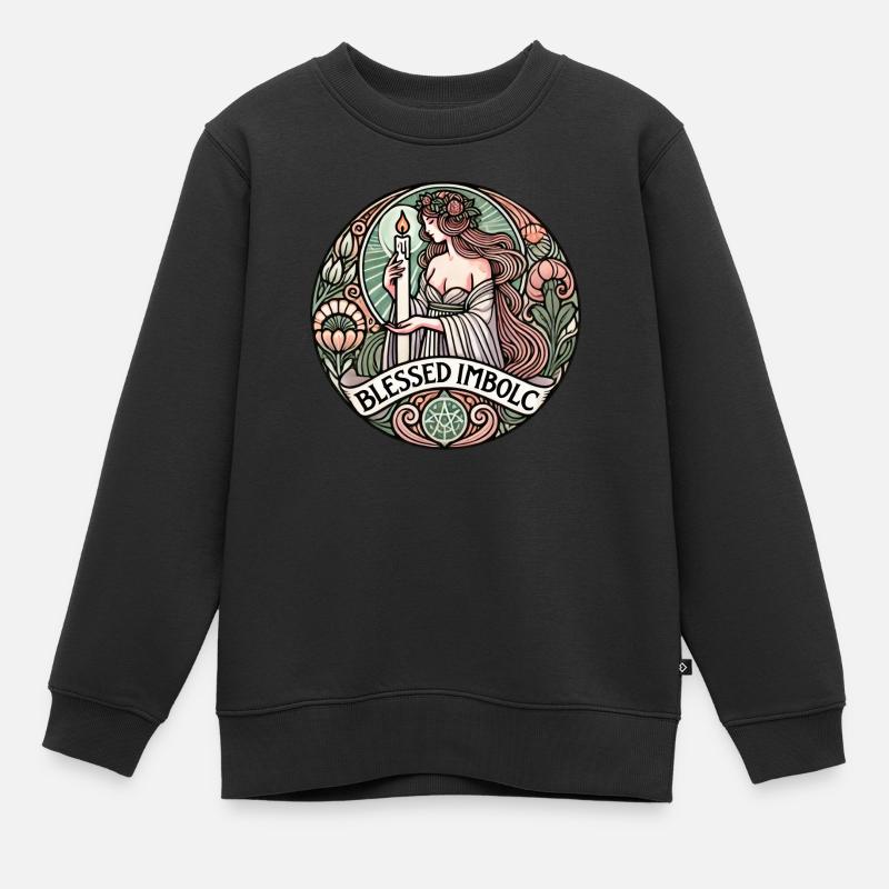 Roue Celtique de l’année Sabbat païen Design - Sweat Premium enfant bio - noir