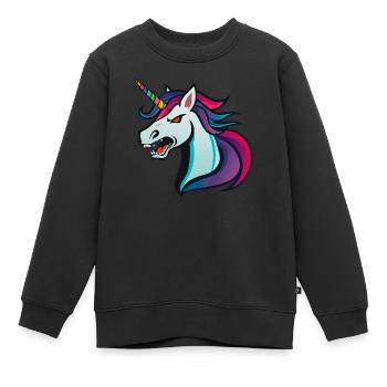 Unicorn Evil - Kids Premium Organic Sweatshirt - black - Front - AI Model Kid Female (0cm)