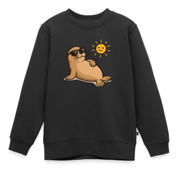 seehund sonnenbrille - Kinder Premium Organic Sweatshirt - Schwarz - Vorne - AI Model Kid Female (0cm)