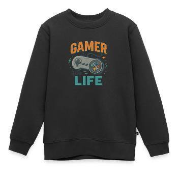Gamer fürs Leben – Controller im Retro-Stil - Kinder Premium Organic Sweatshirt - Schwarz - Vorne - AI Model Kid Female (0cm)