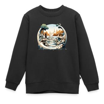 Skulptur: Kunstparadies im Freien für Enthusiasten - Kinder Premium Organic Sweatshirt - Schwarz - Vorne - AI Model Kid Female (0cm)