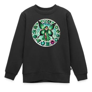 Grüner Smaragd Fee Fantasy Kunst - Kinder Premium Organic Sweatshirt - Schwarz - Vorne - AI Model Kid Female (0cm)