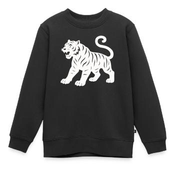 tigre - Sweat Premium enfant bio - noir - Devant - AI Model Kid Female (0cm)