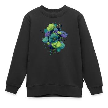 Cyber-Flowers – Illustration de fleur futuriste. - Sweat Premium enfant bio - noir - Devant - AI Model Kid Female (0cm)