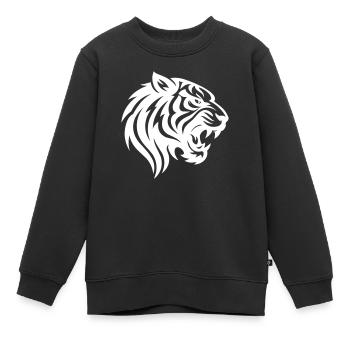 Tigre Tribal - Sweat Premium enfant bio - noir - Devant - AI Model Kid Female (0cm)