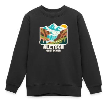 Glacier d’Aletsch - Sweat Premium enfant bio - noir - Devant - AI Model Kid Female (0cm)