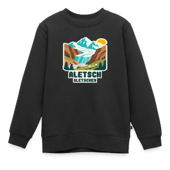 Glacier d’Aletsch - Sweat Premium enfant bio - noir - Devant - AI Model Kid Female (0cm)