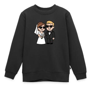 brautpaar ehepaar comic - Kinder Premium Organic Sweatshirt - Schwarz - Vorne - AI Model Kid Female (0cm)