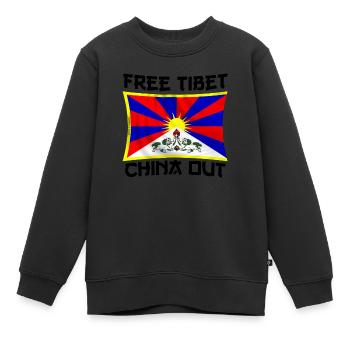 free Tibet - Sweat Premium enfant bio - noir - Devant - AI Model Kid Female (0cm)