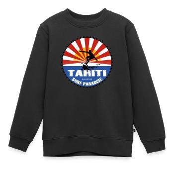 surf tahiti - Sweat Premium enfant bio - noir - Devant - AI Model Kid Female (0cm)