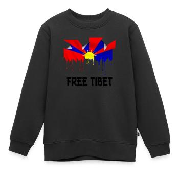 free tibet t-shirt - Sweat Premium enfant bio - noir - Devant - AI Model Kid Female (0cm)