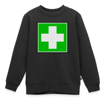 Erste-Hilfe-Kreuz - Kinder Premium Organic Sweatshirt - Schwarz - Vorne - AI Model Kid Female (0cm)