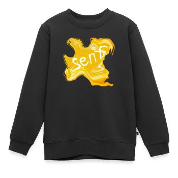 Senf-fleck - Kinder Premium Organic Sweatshirt - Schwarz - Vorne - AI Model Kid Female (0cm)