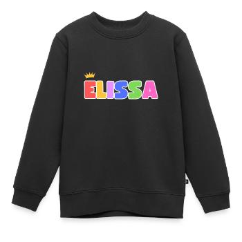 Elissa! Personnalisable - Sweat Premium enfant bio - noir - Devant - AI Model Kid Female (0cm)