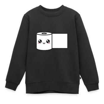 Toilet Paper Kawaii Sweet - Kids Premium Organic Sweatshirt - black - Front - AI Model Kid Female (0cm)