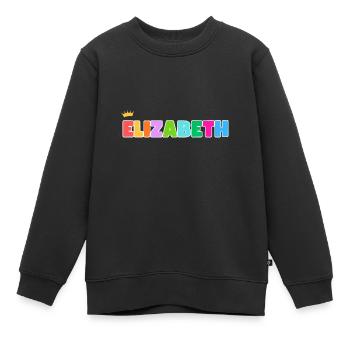 Elizabeth! Customizable - Kids Premium Organic Sweatshirt - black - Front - AI Model Kid Female (0cm)