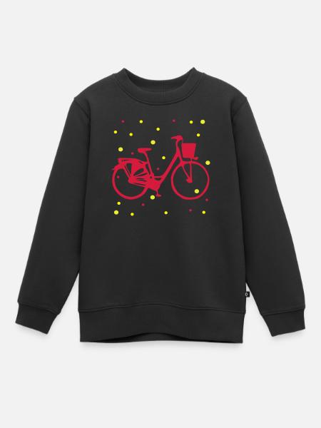 Altes Fahrrad mit Punkten - Kinder Premium Organic Sweatshirt - Schwarz