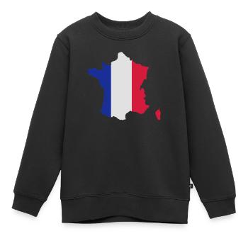 France - Sweat Premium enfant bio - noir - Devant - AI Model Kid Female (0cm)