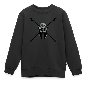 spartan-helmet-spears - Sweat Premium enfant bio - noir - Devant - AI Model Kid Female (0cm)
