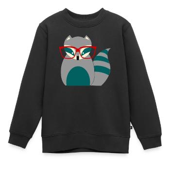 Waschbär Nerd - Kinder Premium Organic Sweatshirt - Schwarz - Vorne - AI Model Kid Female (0cm)