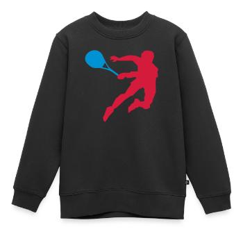 tennis - Kids Premium Organic Sweatshirt - black - Front - AI Model Kid Female (0cm)