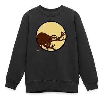 nacht mond sonne abend rund kreis faultier entspan - Kinder Premium Organic Sweatshirt - Schwarz - Vorne - AI Model Kid Female (0cm)