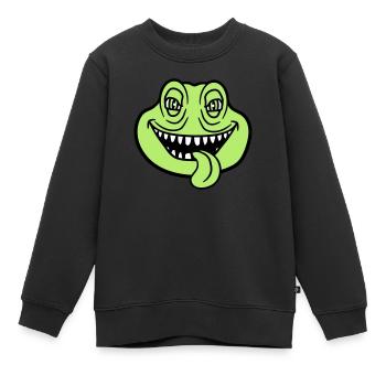 visage tête monstre boese serpent dangereux la - Sweat Premium enfant bio - noir - Devant - AI Model Kid Female (0cm)