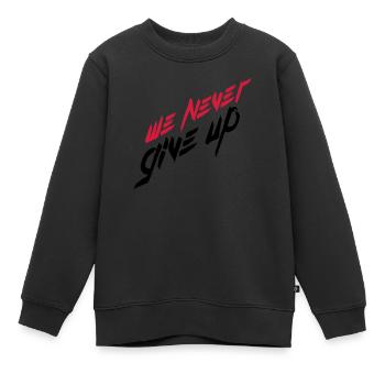 logo de coups de pinceau d'équipe, nous n'abandonnons jamais jamais - Sweat Premium enfant bio - noir - Devant - AI Model Kid Female (0cm)