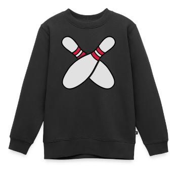 2 Bowling Pins - Kinder Premium Organic Sweatshirt - Schwarz - Vorne - AI Model Kid Female (0cm)