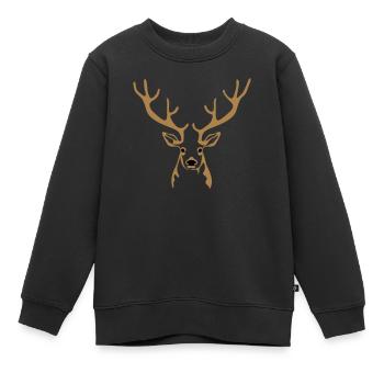 Hirsch - Sweat Premium enfant bio - noir - Devant - AI Model Kid Female (0cm)