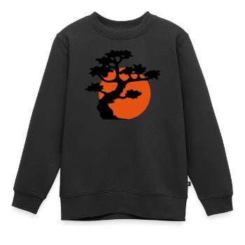 soleil soir lune nuit arbre décoration cool gaertn - Sweat Premium enfant bio - noir - Devant - AI Model Kid Female (0cm)