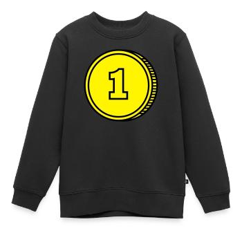 coin pièce de monnaie - Sweat Premium enfant bio - noir - Devant - AI Model Kid Female (0cm)