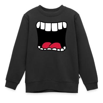 bouche hurlant grosse bouche bruellen dessin animé comique - Sweat Premium enfant bio - noir - Devant - AI Model Kid Female (0cm)