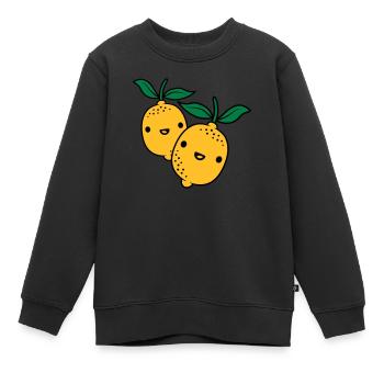 2 citrons kawaii - Sweat Premium enfant bio - noir - Devant - AI Model Kid Female (0cm)