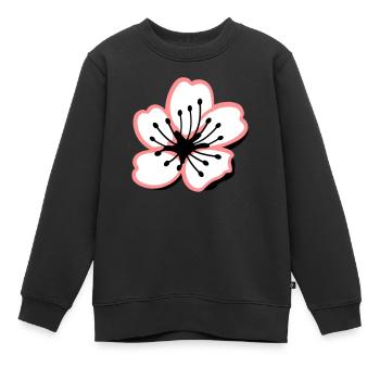 Fleur de cerisier Sakura - Sweat Premium enfant bio - noir - Devant - AI Model Kid Female (0cm)