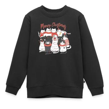 Meow Christmas cats collage - Kids Premium Organic Sweatshirt - black - Front - AI Model Kid Female (0cm)