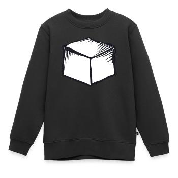boite carton caisse - Sweat Premium enfant bio - noir - Devant - AI Model Kid Female (0cm)