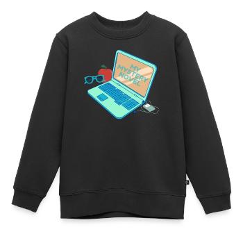 my mystery novel - Kids Premium Organic Sweatshirt - black - Front - AI Model Kid Female (0cm)
