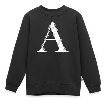 A - Sweat Premium enfant bio - noir - Devant - AI Model Kid Female (0cm)