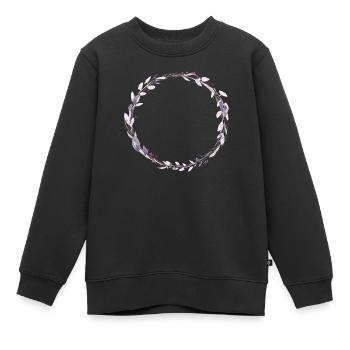 Flieder Kranz Floral- personalisierbar - Kinder Premium Organic Sweatshirt - Schwarz - Vorne - AI Model Kid Female (0cm)