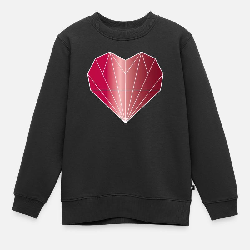 Heart Diamond Ruby Red - Kids Premium Organic Sweatshirt - black