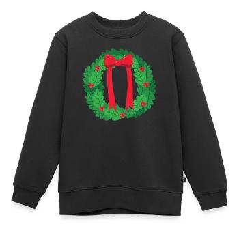 Kranz Weihnachten - Kinder Premium Organic Sweatshirt - Schwarz - Vorne - AI Model Kid Female (0cm)